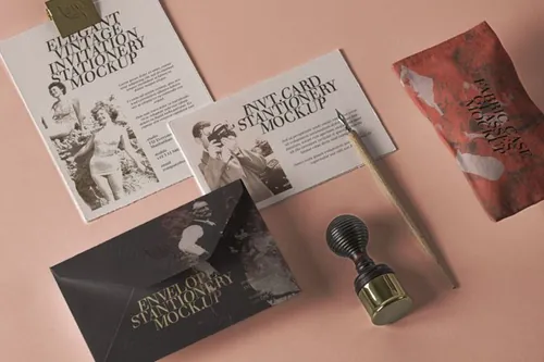 优雅的Psd邀请文具样机 Elegant Psd Invitation Stationery Mockup