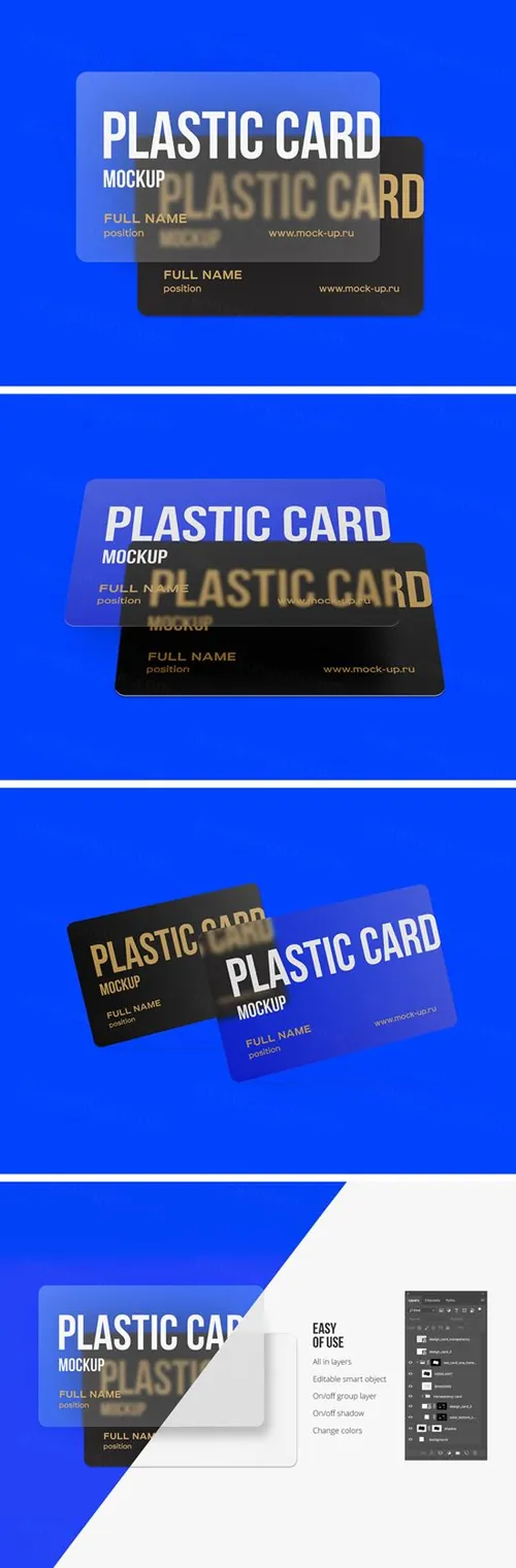 透明塑料银行卡信用卡样机PSD模板 Plastic Card Mockups