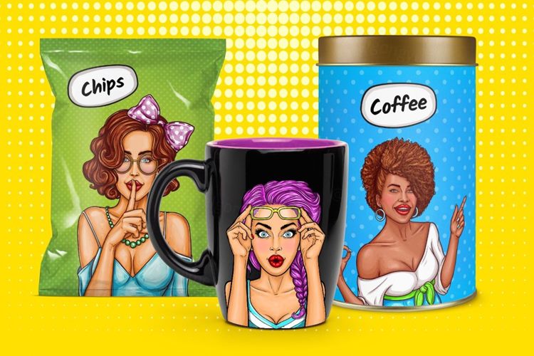 流行性感的艺术女孩矢量插图 Pop Art Girls