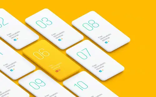 等距智能手机UI界面设计贴图样机模板免费下载 Minimalistic Smartphon