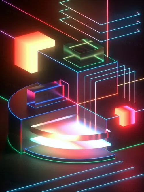 3D霓虹灯虚拟现实抽象迷幻的闪烁的背景超清素材