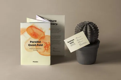 优雅的多功能psd手册样机 Quad Fold Psd Brochure Mockup