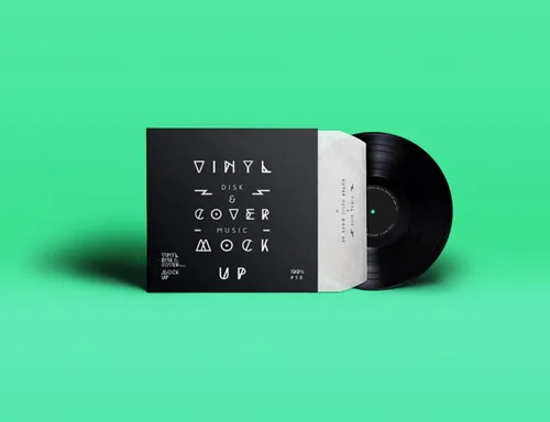 光碟唱片包装模型PSD贴图模板Psd Vinyl Cover Record Mock Up