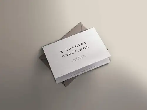 信封贺卡折页明星片PSD模板 Greeting Card Mockup 样机模版