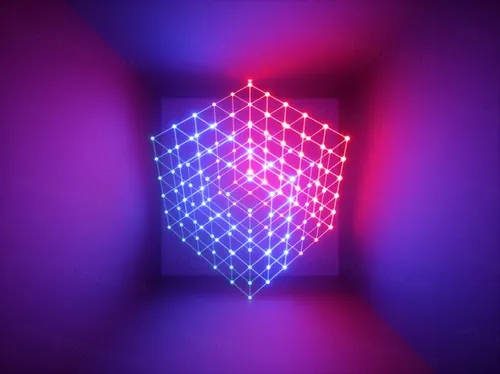 3D霓虹灯虚拟现实抽象迷幻的闪烁的背景超清素材