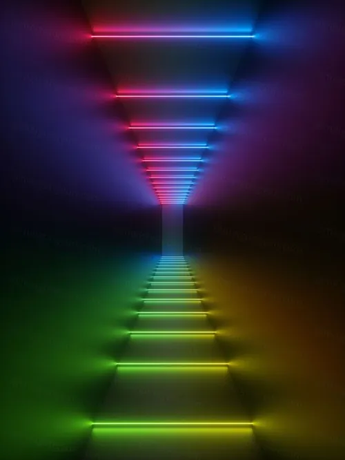 3D霓虹灯虚拟现实抽象迷幻的闪烁的背景超清素材