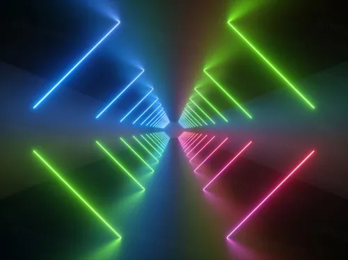 3D霓虹灯虚拟现实抽象迷幻的闪烁的背景超清素材