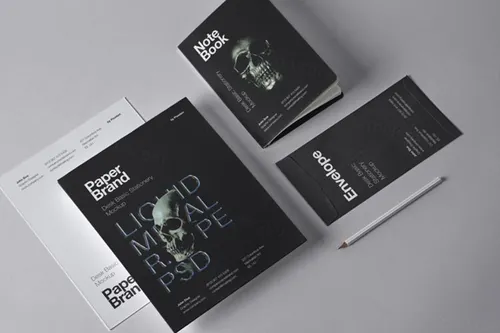 一组办公桌文具用品样机 Psd Desk Stationery Mockup 2
