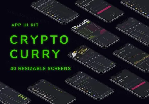 区块链高级移动APP界面UI素材 Crypto Curry - Pre