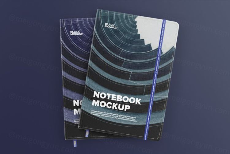 工艺包装笔记本封面包装设计提案样机PSD模板 Noteboo
