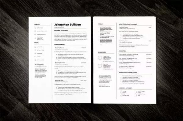 简约优雅的简历个人名片设计模板 Word CV and Business Card – Personal ID