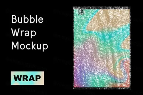 气泡包装袋效果贴图展示样机模板 WRAP - 1 Bubble Wrap Texture Mockup