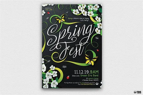 春天繁花似锦装饰风格海报传单模板 elements-spring-fest-flyer-template-567GCX-2...