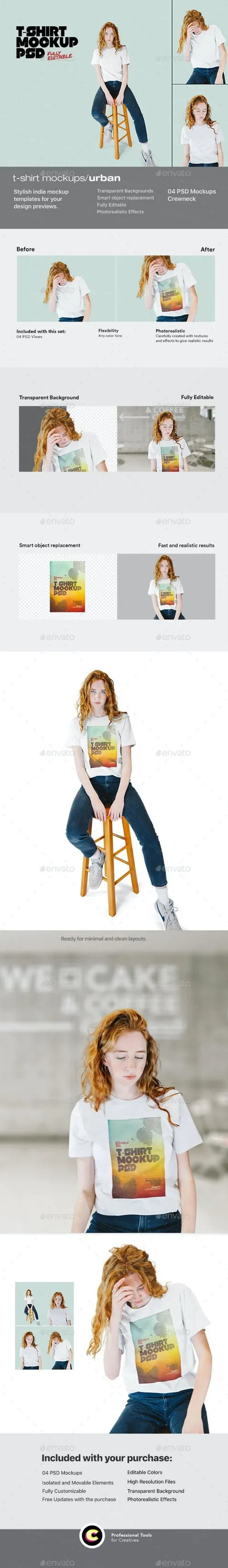 街头都市女性品牌T恤设计提案样机PSD模板 Urban T-Shirt Mockup