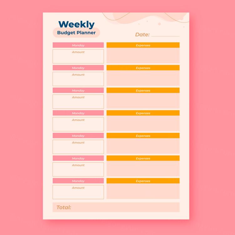 漂亮的粉色女性旅行假期规划开学周计划日程表EPS矢量设计模板