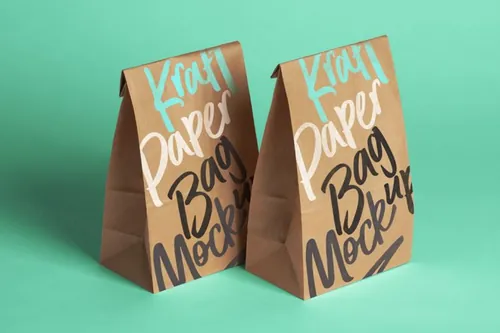 Psd牛皮纸袋包装样机 Psd Kraft Bag Packaging Mockup