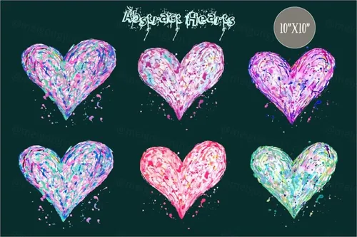 抽象爱心插画 Abstract Acrylic Hearts