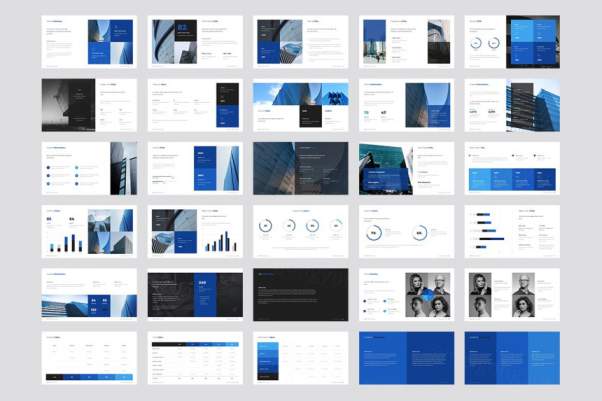 61蓝色科技公司商业计划书PPT模板(PPTX)