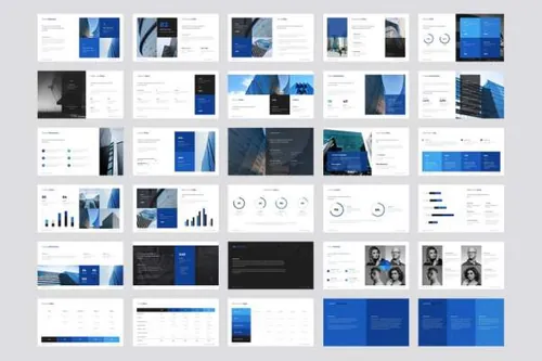 61蓝色科技公司商业计划书PPT模板(PPTX)