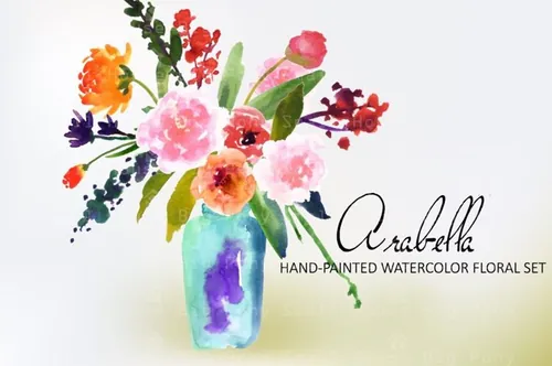 水彩花卉剪贴画 Arabella - Watercolor