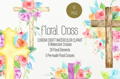 水彩艺术插画 Watercolor clip Art Flo