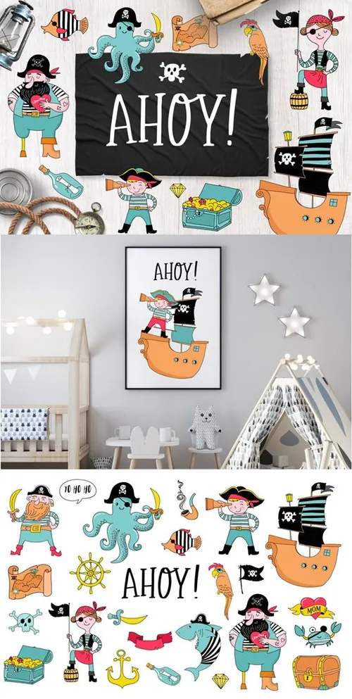 海盗卡通形象插画 Ahoy! Pirate collecti