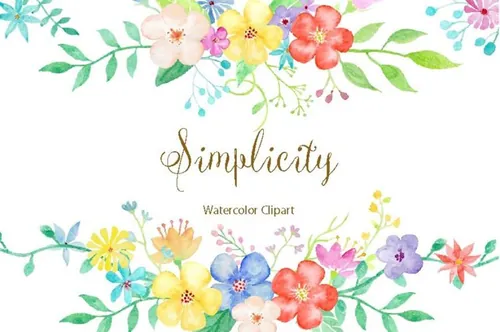 简单水彩插画 Watercolor Clipart Simp