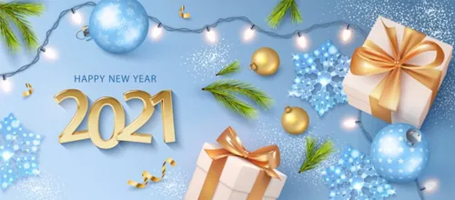 淡蓝色精美圣诞节主题新年海报EPS矢量模板素材