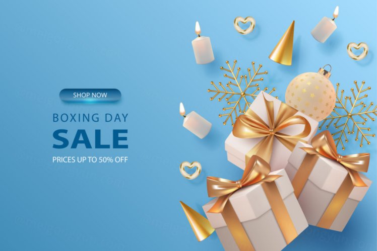 淡蓝色精美圣诞节主题新年海报EPS矢量模板素材