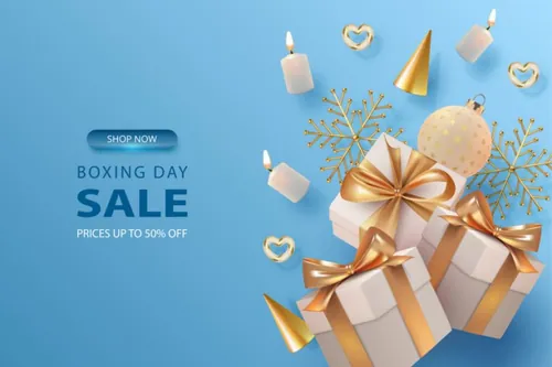 淡蓝色精美圣诞节主题新年海报EPS矢量模板素材