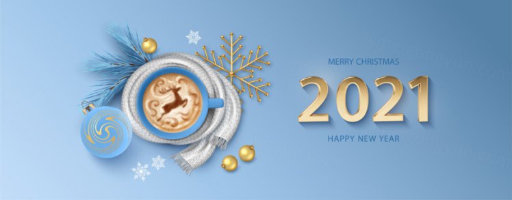 淡蓝色精美圣诞节主题新年海报EPS矢量模板素材