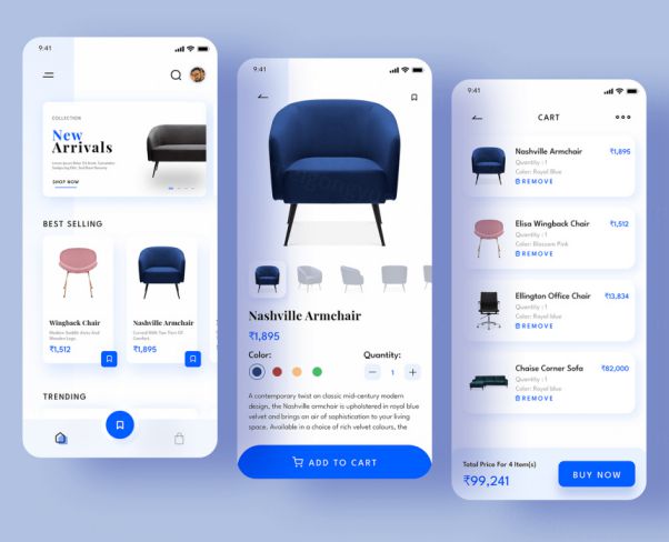 “宜家”简洁风电子商务APP界面设计素材 Furniture Ecom