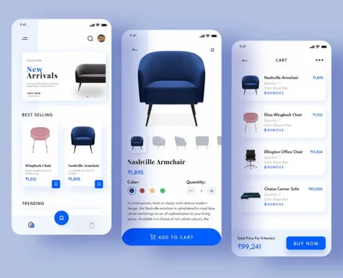 “宜家”简洁风电子商务APP界面设计素材 Furniture Ecom