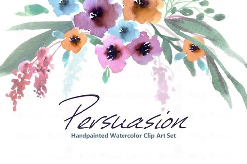 水彩花卉剪贴画 Persuasion-Watercolor