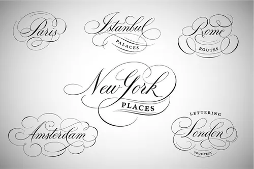 创意艺术英文设计素材New York , London , Paris  etc. logos