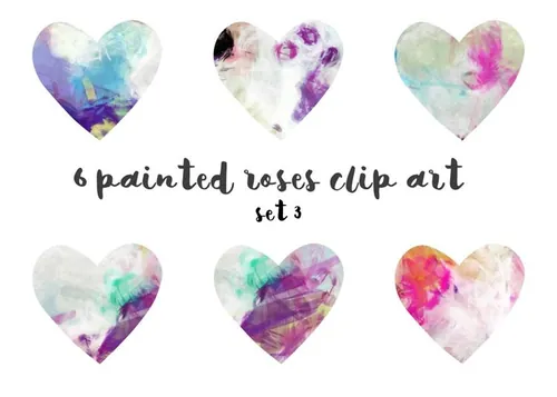 爱心插画图形 Painted hearts set 3