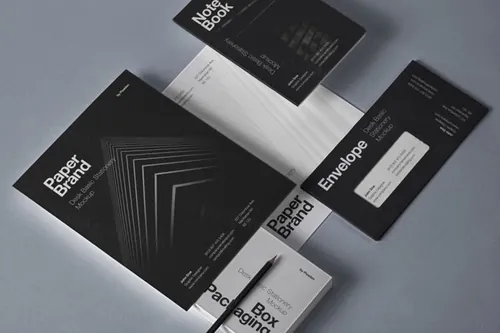 一组办公用品文具品牌样机 Essential Office Psd Stationery Mockup
