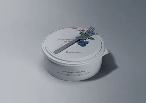 圆形快餐外卖食品包装盒设计展示样机 Rounded Food Container Mockup