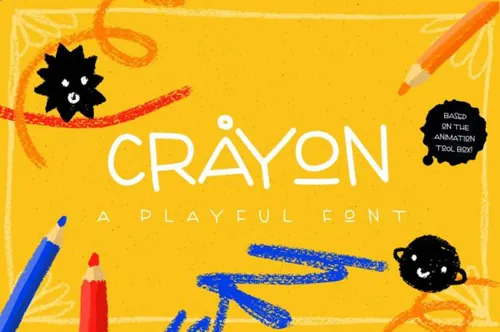 俏皮可爱的儿童主题设计英文字体 Crayon - playful handmade font