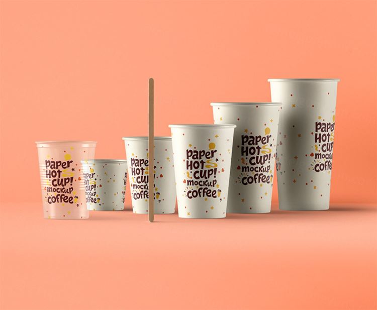 简单的透明psd塑料杯到各种psd热杯样机 Psd Paper Hot Cup Template Vol6
