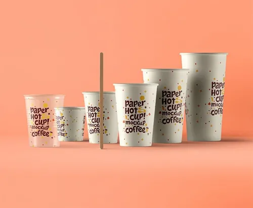 简单的透明psd塑料杯到各种psd热杯样机 Psd Paper Hot Cup Template Vol6