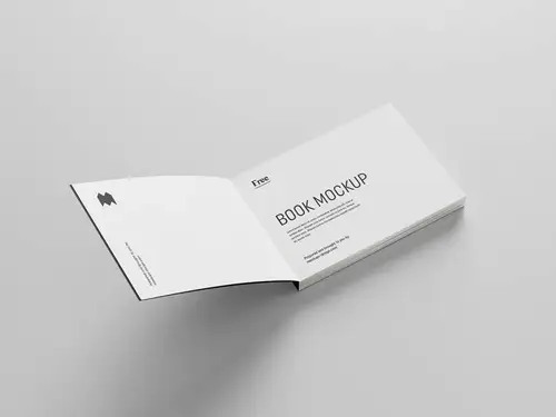 横向版式书籍设计提案样机PSD模板 Landscape book mockup 样机模版
