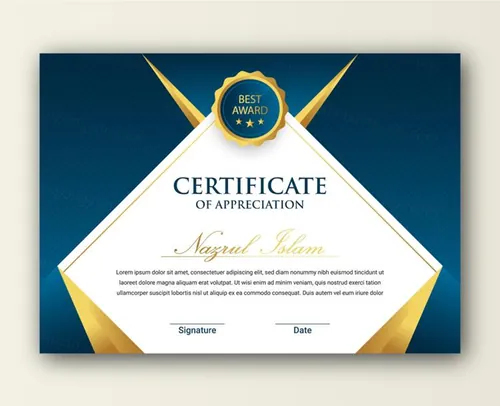 高质量现代奢华金色学校毕业证书企业组织荣誉证书设计EPS矢量