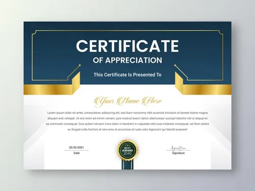 高质量现代奢华金色学校毕业证书企业组织荣誉证书设计EPS矢量