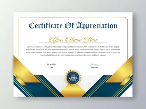 高质量现代奢华金色学校毕业证书企业组织荣誉证书设计EPS矢量