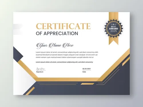 高质量现代奢华金色学校毕业证书企业组织荣誉证书设计EPS矢量