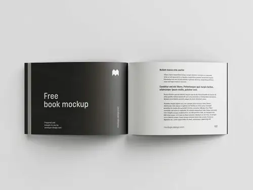 横向版式书籍设计提案样机PSD模板 Landscape book mockup 样机模版