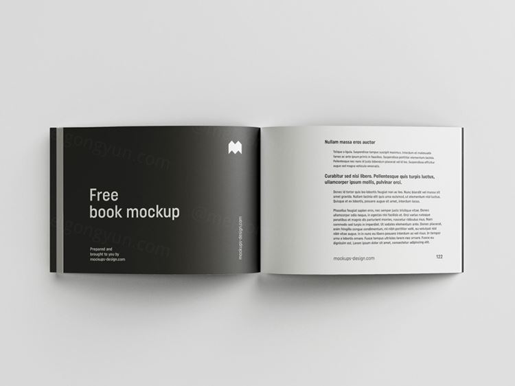 横向版式书籍设计提案样机PSD模板 Landscape book mockup