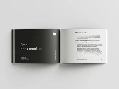 横向版式书籍设计提案样机PSD模板 Landscape book mockup