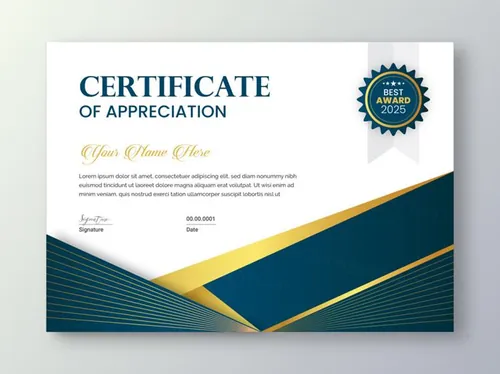 高质量现代奢华金色学校毕业证书企业组织荣誉证书设计EPS矢量